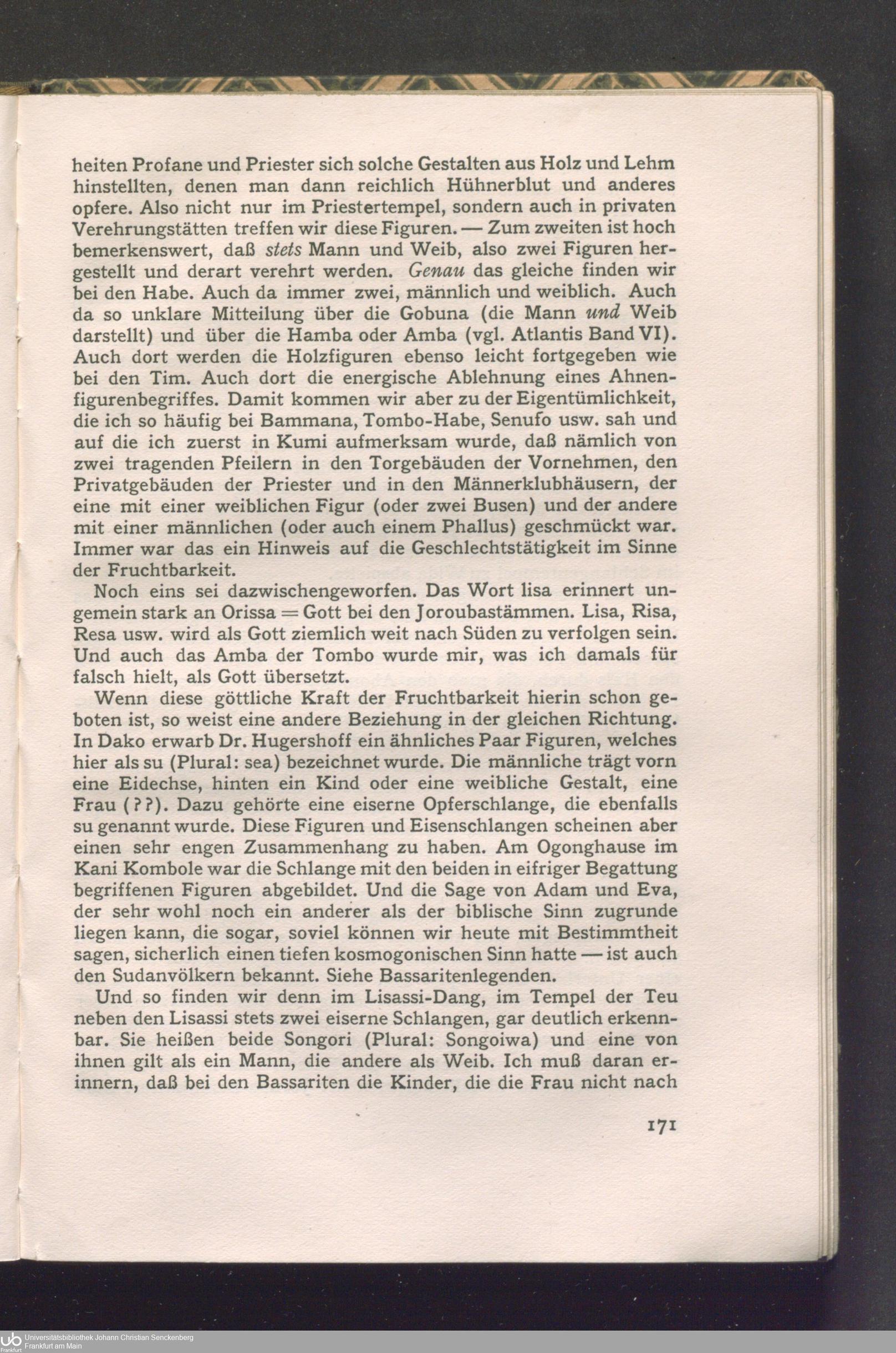 Frobenius 1924, printed page 171: Paired serpent shrine.