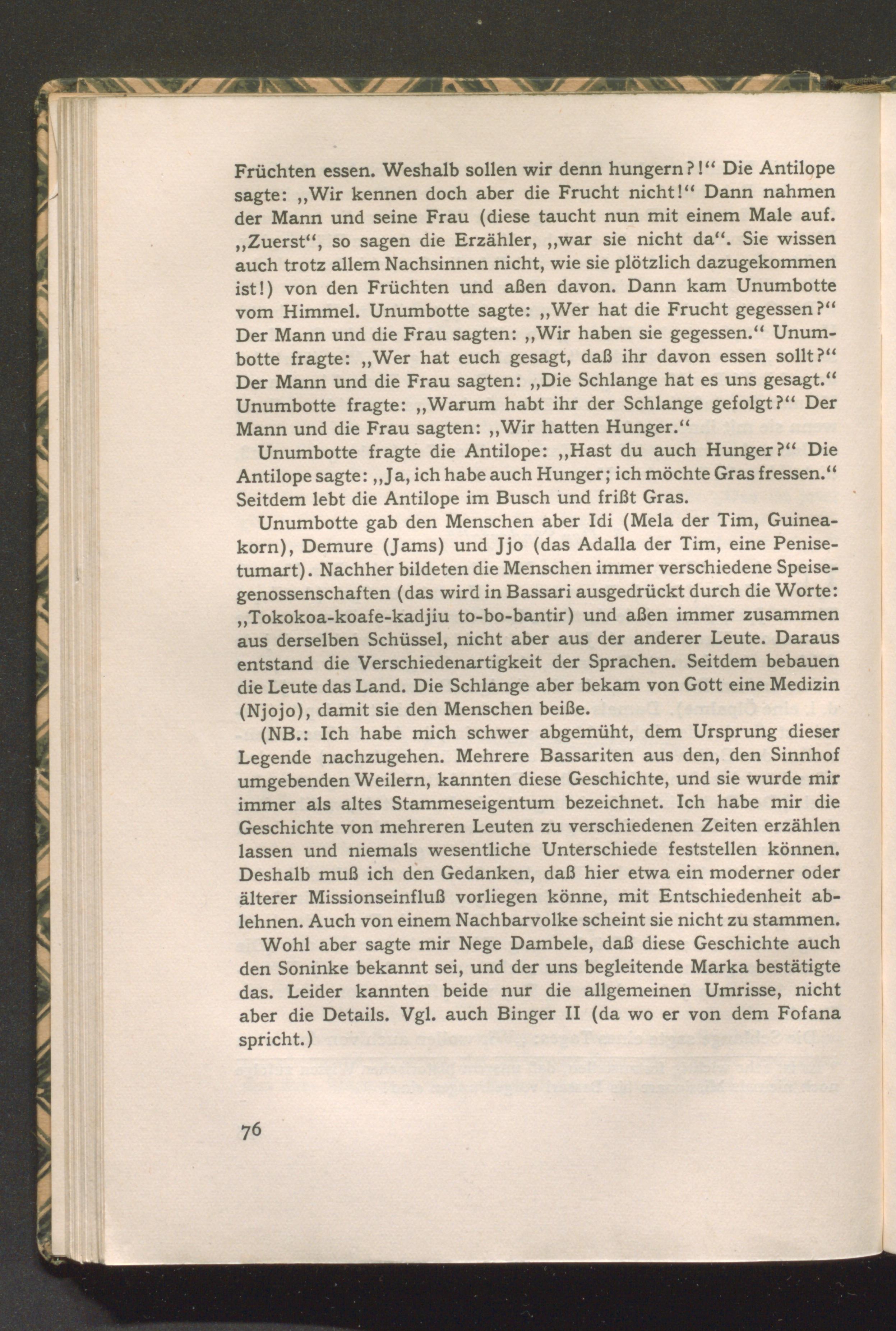 Frobenius 1924, printed page 76: The Fall, ending and collector’s note.
