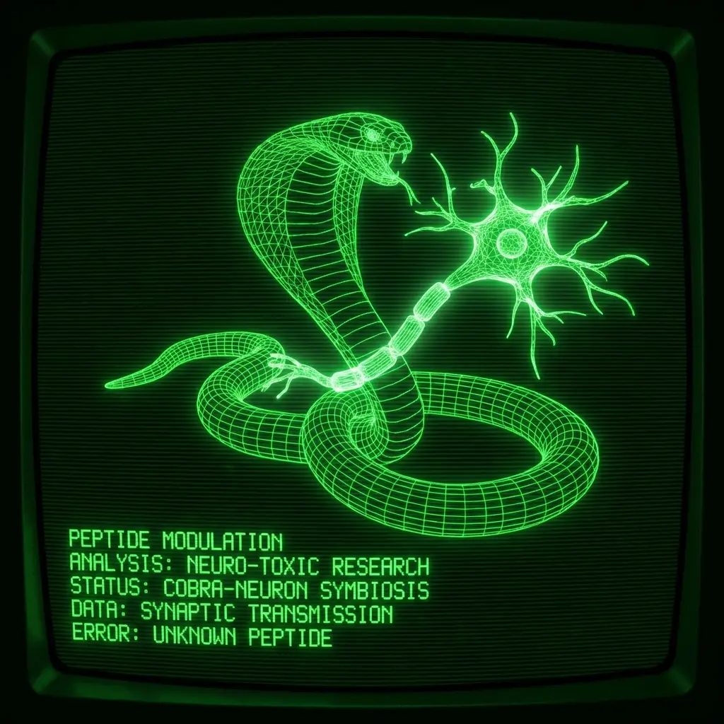 A mystical, esoteric illustration in dark green monochrome CRT terminal aesthetic (#00e300 on #0a0a0a). A high-contrast silhouette of a King Cobra …
