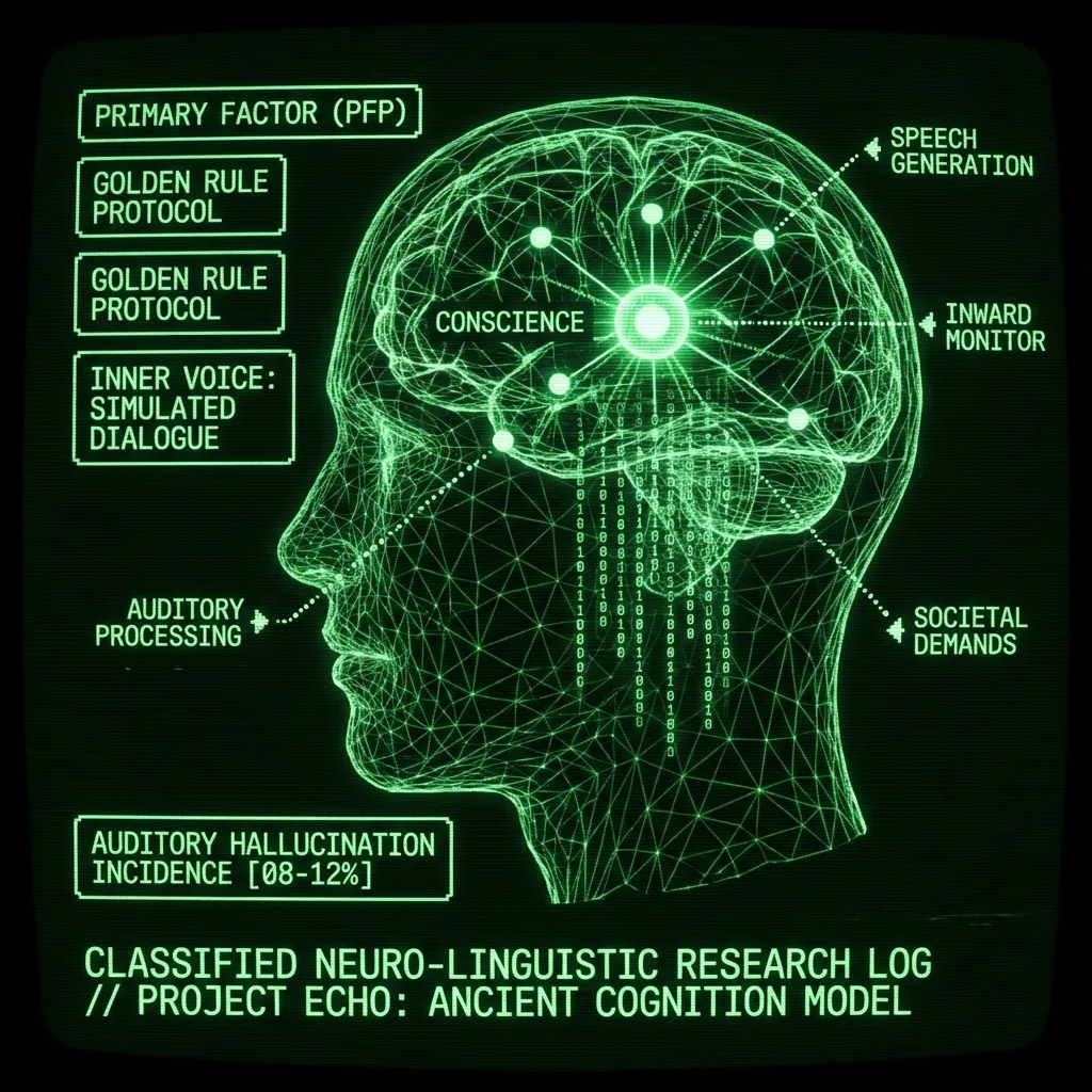 A stylized wireframe human head, with a complex neural network diagram within, specifically highlighting areas associated with speech and auditory …