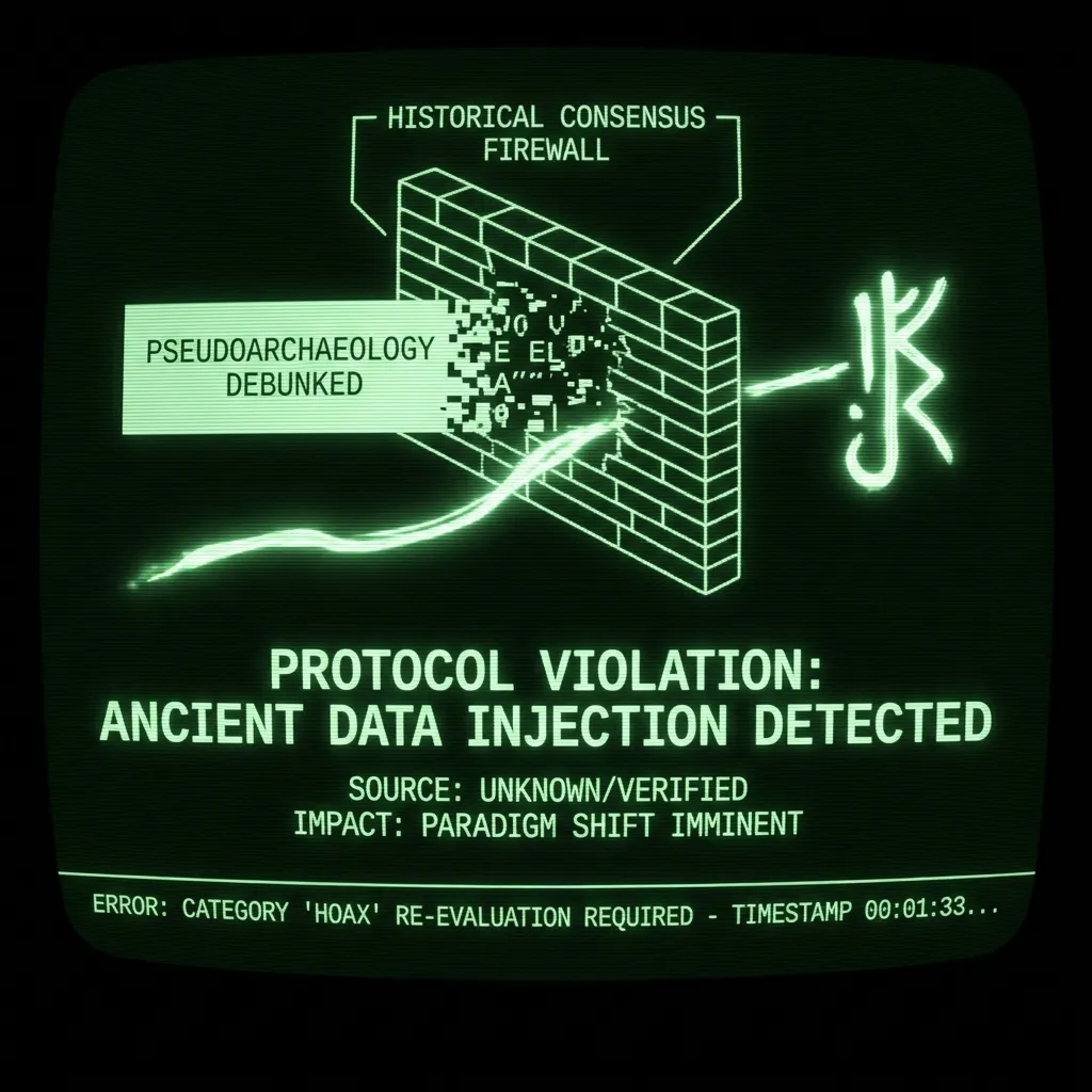 A classified data breach alert screen. A stark, skeletal diagram of a 'HISTORICAL CONSENSUS' firewall pulses with critical alerts. One segment, …