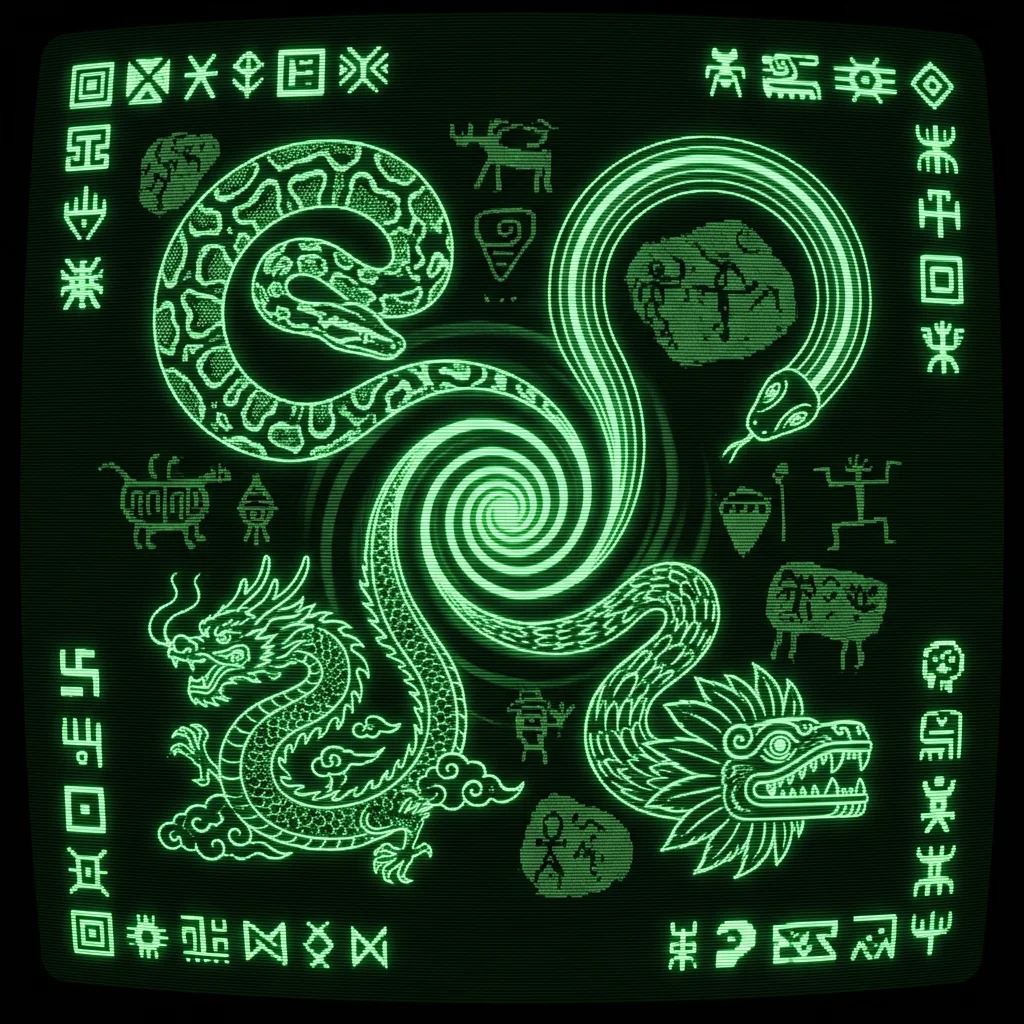 大陸別に見る最古の蛇の美術表現