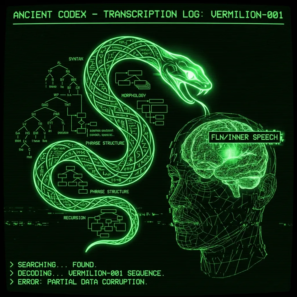AI-generated cover A stylized, glowing green serpent coils around a fragmented, wireframe representation of a human head. The serpent's body is intricately detailed with …