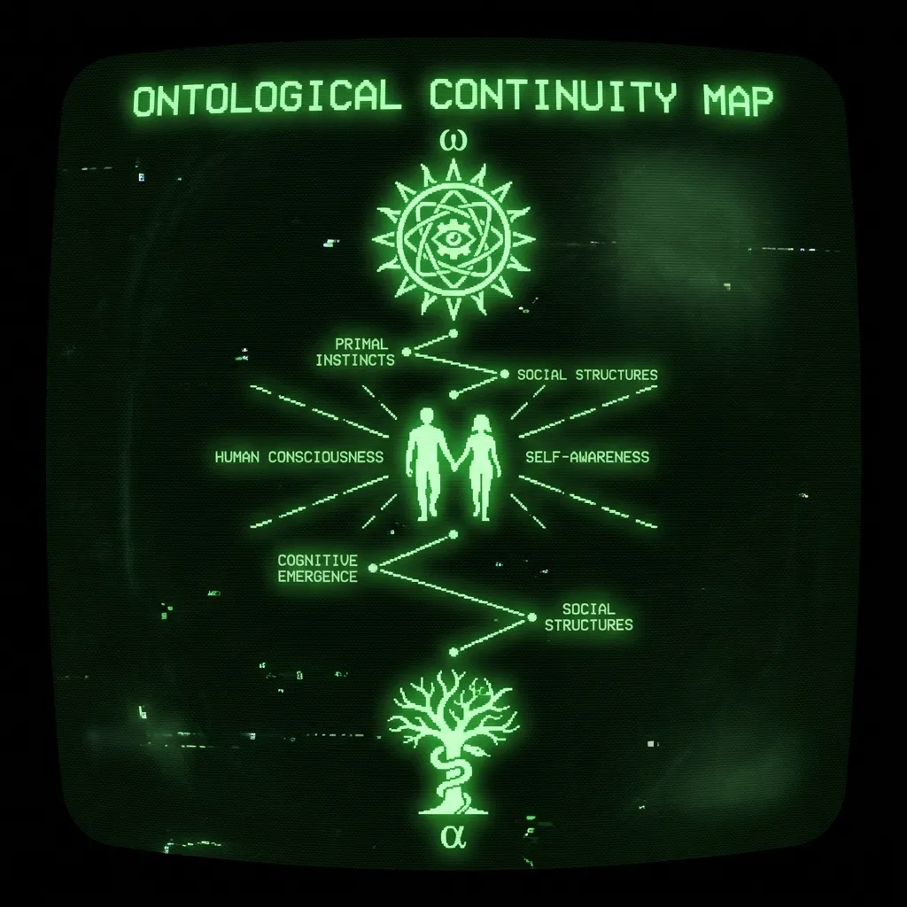 Monochrome phosphor green (#00e300) on pure black background. Retro terminal CRT aesthetic. ARCHIVAL TIMELINE SCAN: A vertical progression showing …