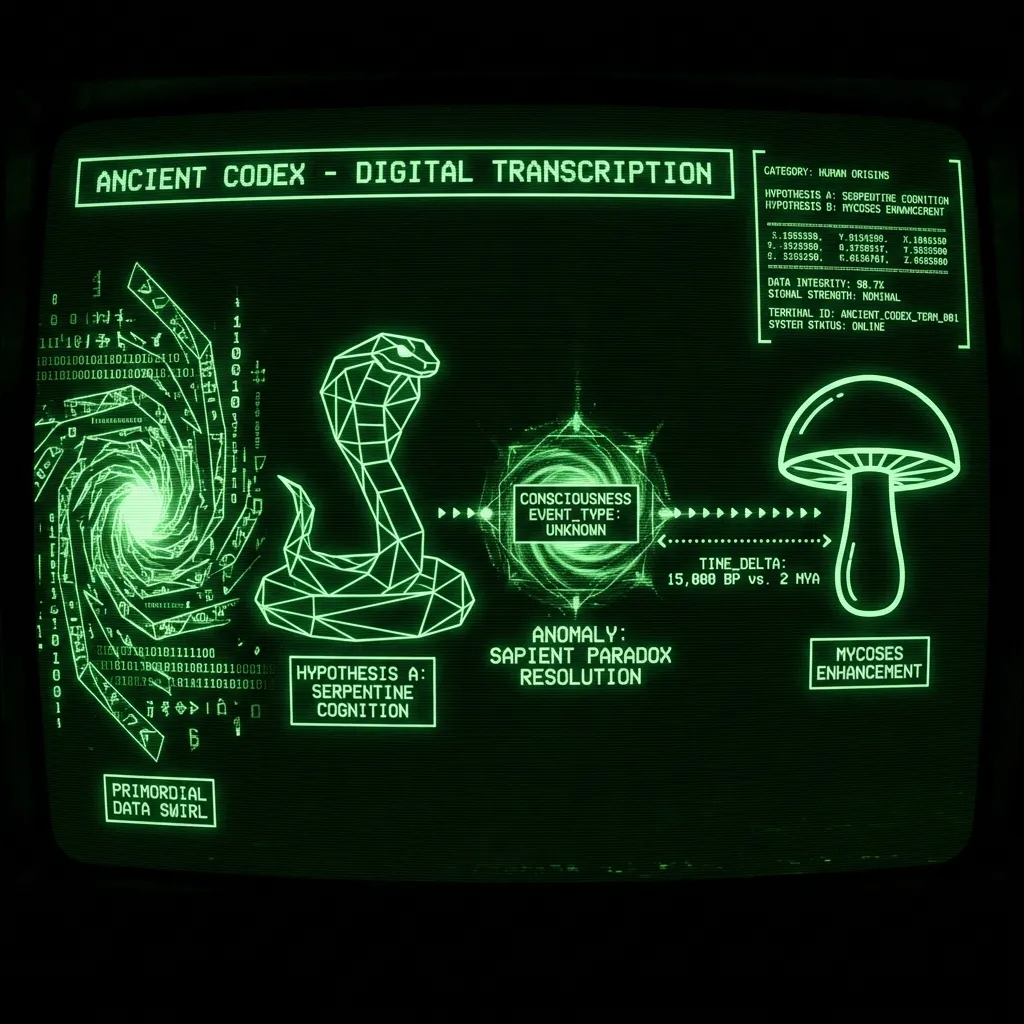 A stark, geometric diagram depicting two converging or opposing forces. On one side, a clean, angular silhouette of a coiled serpent emerges from a …